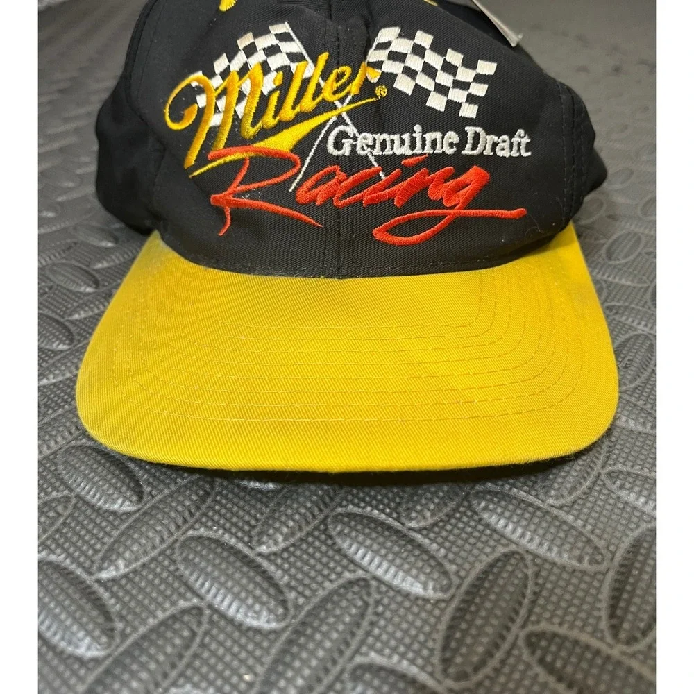 Vintage Rusty Wallace Miller Genuine Draft Hat Cap Snap Back Mens NASCAR 90s